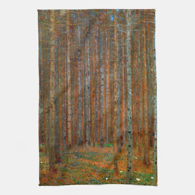 Gustav Klimt - Tannenwald Pine Forest Tea Towel (Vertical)