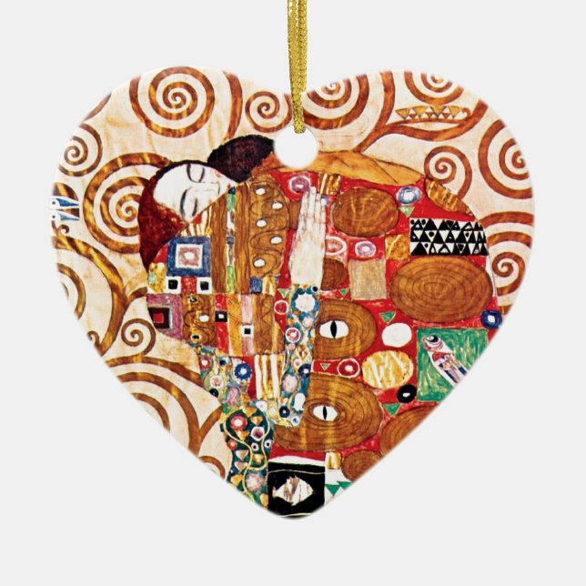 Gustav Klimt - The Embrace - Fine Art Painting Ceramic Ornament (Front)