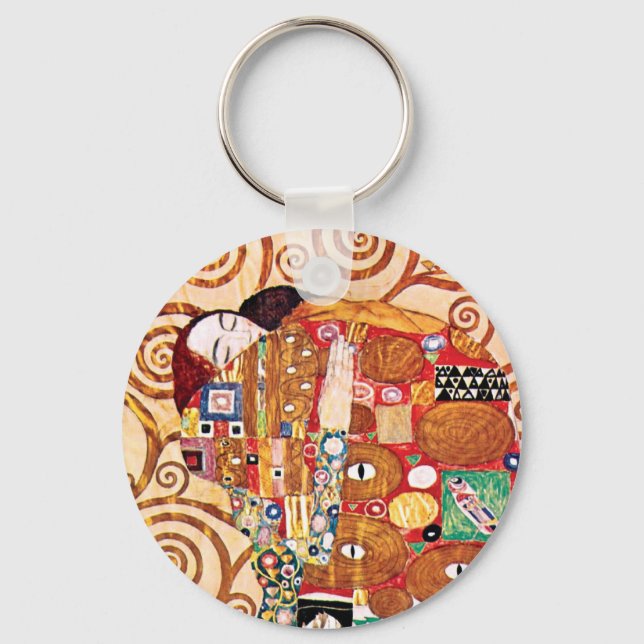 Gustav Klimt - The Embrace - Fine Art Painting Key Ring (Front)