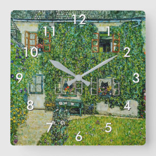 Gustav Klimt - The House of Guardaboschi Square Wall Clock