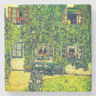 Gustav Klimt The House of Guardaboschi Stone Coaster