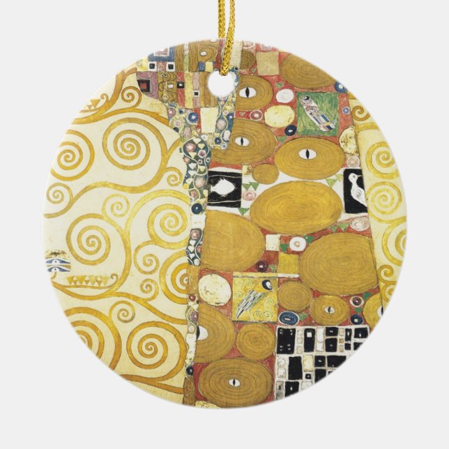 Gustav Klimt - The Hug - Classic Artwork Ceramic Ornament (Front)