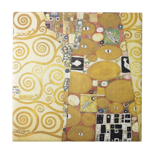 Gustav Klimt - The Hug - Classic Artwork Ceramic Tile (Front)