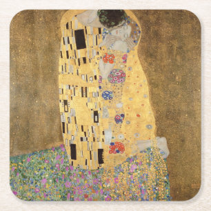 Gustav Klimt The Kiss, 1907-08 Square Paper Coaster