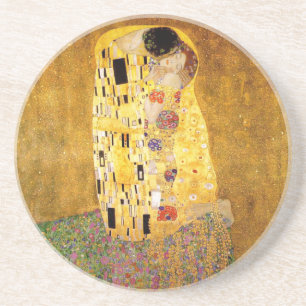 Gustav Klimt The Kiss Classic Painting Coaster