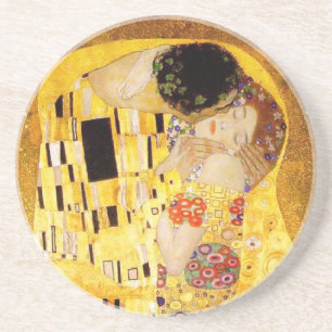 Gustav Klimt The Kiss Classic Painting Coaster