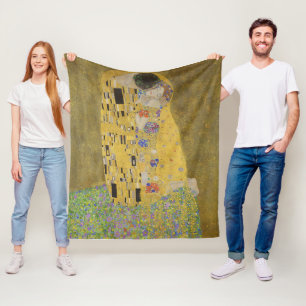 Gustav Klimt The Kiss Classic Painting Fleece Blanket