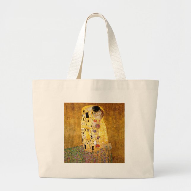 Gustav Klimt The Kiss Classic Painting Large Tote Bag (Front)