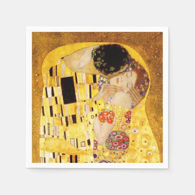 Gustav Klimt The Kiss Classic Painting Napkin (Front)