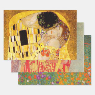 Gustav Klimt The Kiss Classic Painting Wrapping Paper Sheet