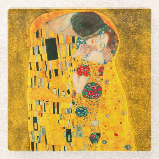 Gustav Klimt The Kiss Glass Coaster (Front)