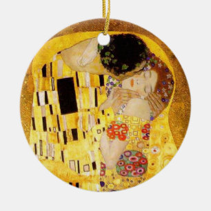 Gustav Klimt The Kiss Masterpiece Ceramic Tree Decoration