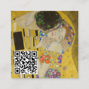 Gustav Klimt - The Kiss - QR Code Square Business Card