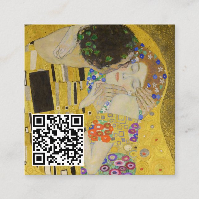 Gustav Klimt - The Kiss - QR Code Square Business Card (Front)