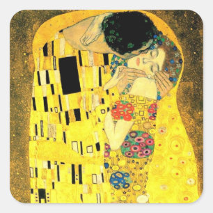 Gustav Klimt -The Kiss  Square Stiker Sticker