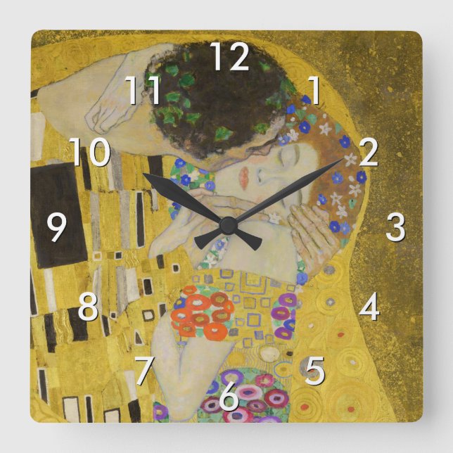 Gustav Klimt - The Kiss Square Wall Clock (Front)