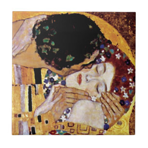 Gustav Klimt - The Kiss - Vintage Art Nouveau Ceramic Tile