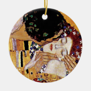 Gustav Klimt - The Kiss - Vintage Art Nouveau Ceramic Tree Decoration