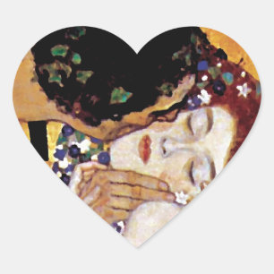 Gustav Klimt - The Kiss - Vintage Art Nouveau Heart Sticker