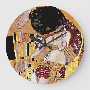 Gustav Klimt - The Kiss - Vintage Art Nouveau Large Clock