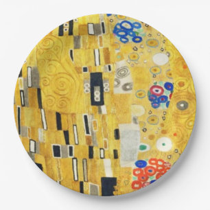 Gustav Klimt The Kiss Vintage Art Nouveau Painting Paper Plate