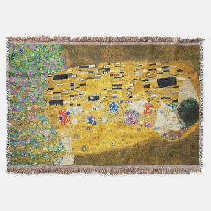 Gustav Klimt The Kiss Vintage Art Nouveau Painting Throw Blanket