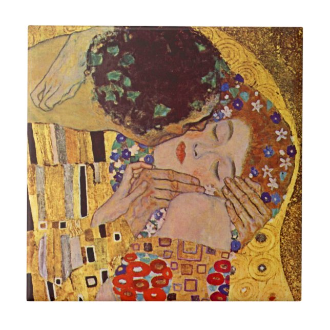 Gustav Klimt The Kiss Vintage Ceramic Tile (Front)