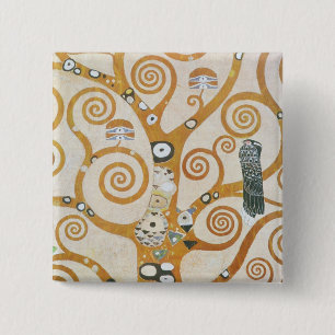 Gustav Klimt The Tree Of Life Art Nouveau 15 Cm Square Badge