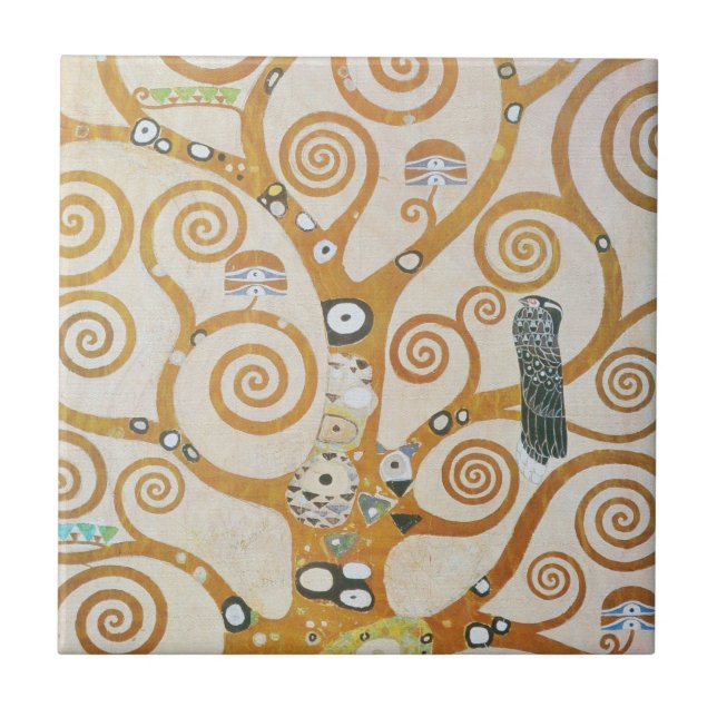 Gustav Klimt The Tree Of Life Art Nouveau Ceramic Tile (Front)