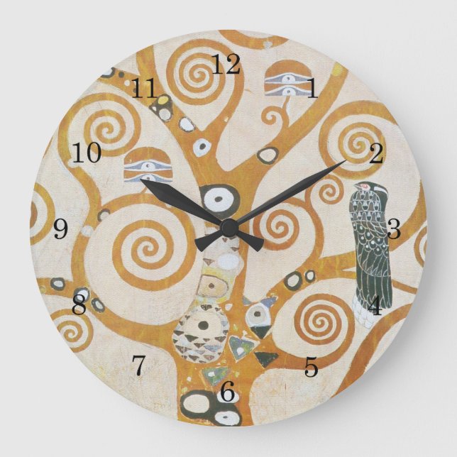 Gustav Klimt The Tree Of Life Art Nouveau Large Clock (Front)