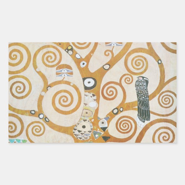 Gustav Klimt The Tree Of Life Art Nouveau Rectangular Sticker (Front)