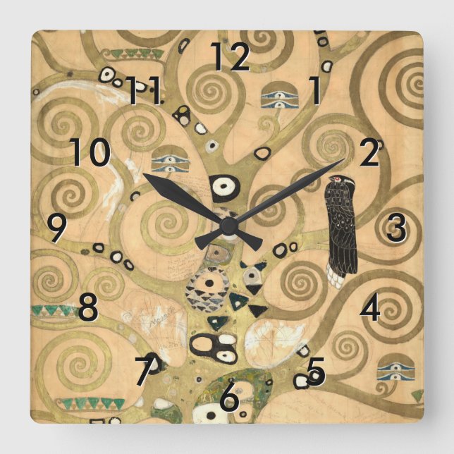 Gustav Klimt - The Tree of Life, Stoclet Frieze Square Wall Clock (Front)