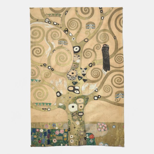 Gustav Klimt - The Tree of Life, Stoclet Frieze Tea Towel (Vertical)