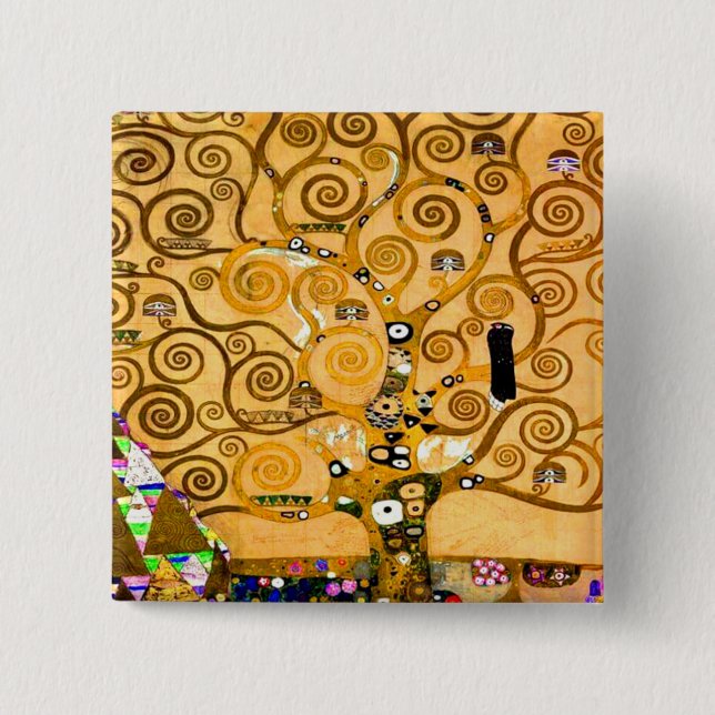 Gustav Klimt Tree of Life 15 Cm Square Badge (Front)
