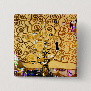 Gustav Klimt Tree of Life Art Nouveau 15 Cm Square Badge