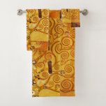 Gustav Klimt Tree of Life: Art Nouveau Symbolist Bath Towel Set<br><div class="desc">Elevate your space with this iconic masterpiece, Gustav Klimt's "Tree of Life" (from the Stoclet Frieze). This celebrated Art Nouveau artwork captivates with its swirling golden branches, intricate patterns, and symbolic motifs that represent life's journey, connection, and growth. Klimt's signature use of rich, shimmering gold, mosaic-like details, and abstract forms...</div>