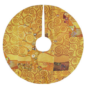Gustav Klimt Tree of Life: Art Nouveau Symbolist Brushed Polyester Tree Skirt