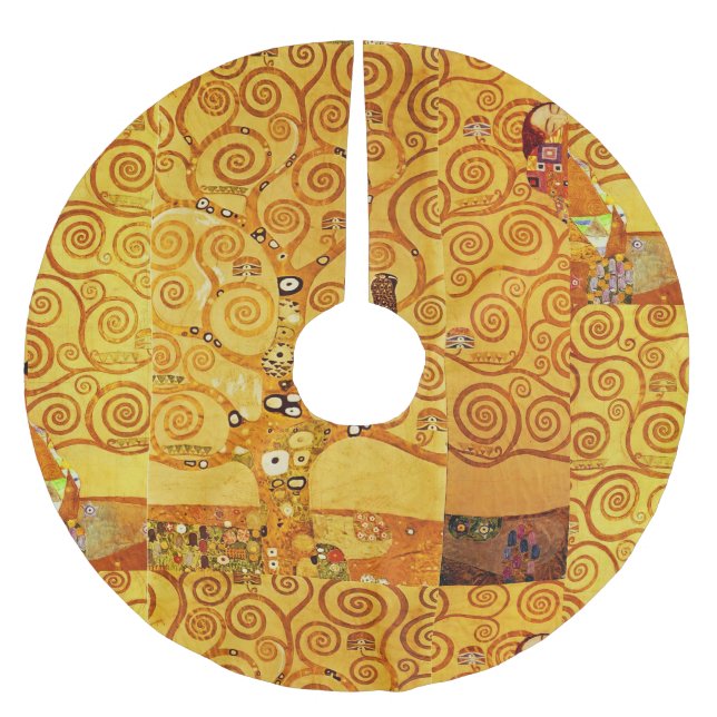 Gustav Klimt Tree of Life: Art Nouveau Symbolist Brushed Polyester Tree Skirt (Front)