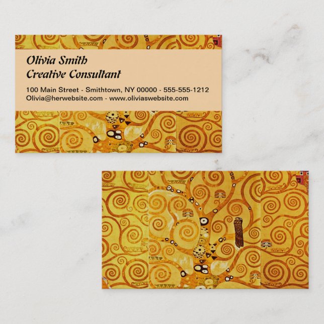 Gustav Klimt Tree of Life: Art Nouveau Symbolist Business Card (Front/Back)