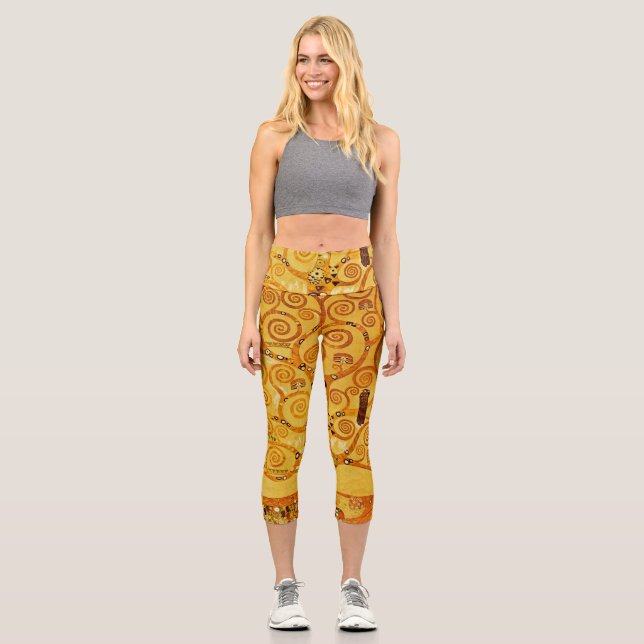 Gustav Klimt Tree of Life: Art Nouveau Symbolist Capri Leggings (Front)