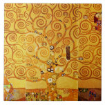 Gustav Klimt Tree of Life: Art Nouveau Symbolist Ceramic Tile<br><div class="desc">Elevate your space with this iconic masterpiece, Gustav Klimt's "Tree of Life" (from the Stoclet Frieze). This celebrated Art Nouveau artwork captivates with its swirling golden branches, intricate patterns, and symbolic motifs that represent life's journey, connection, and growth. Klimt's signature use of rich, shimmering gold, mosaic-like details, and abstract forms...</div>
