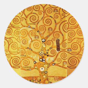 Gustav Klimt Tree of Life: Art Nouveau Symbolist Classic Round Sticker