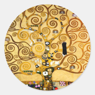 Gustav Klimt Tree of Life: Art Nouveau Symbolist Classic Round Sticker