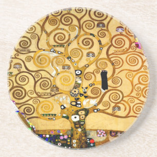 Gustav Klimt Tree of Life: Art Nouveau Symbolist Coaster