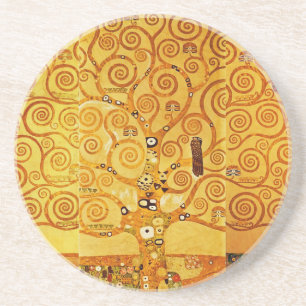 Gustav Klimt Tree of Life: Art Nouveau Symbolist Coaster