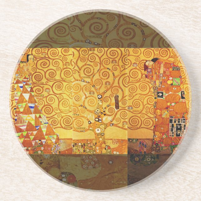 Gustav Klimt Tree of Life: Art Nouveau Symbolist Coaster (Front)