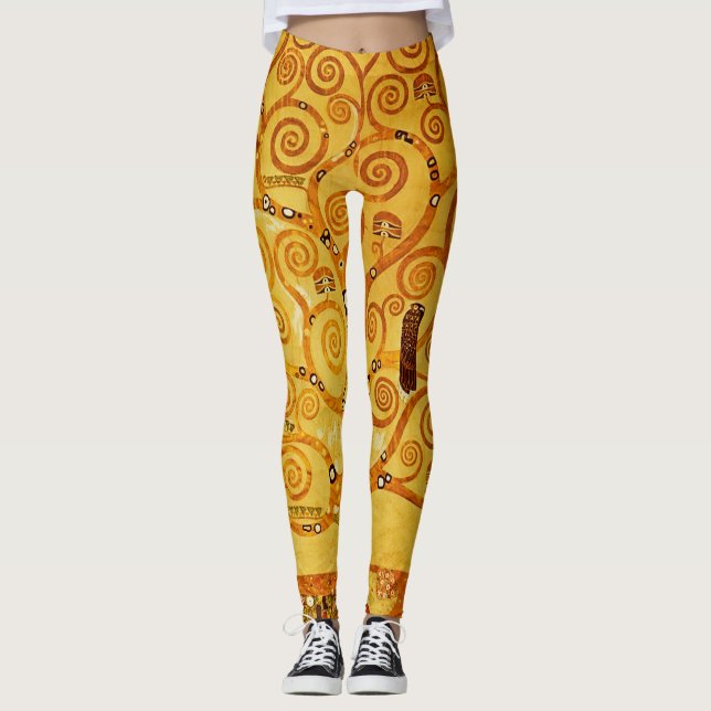 Gustav Klimt Tree of Life: Art Nouveau Symbolist Leggings (Front)
