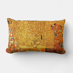 Gustav Klimt Tree of Life: Art Nouveau Symbolist Lumbar Cushion