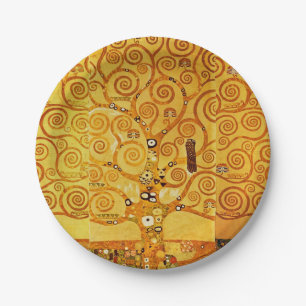 Gustav Klimt Tree of Life: Art Nouveau Symbolist Paper Plate