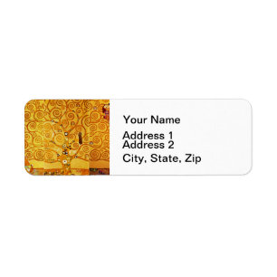 Gustav Klimt Tree of Life: Art Nouveau Symbolist Return Address Label